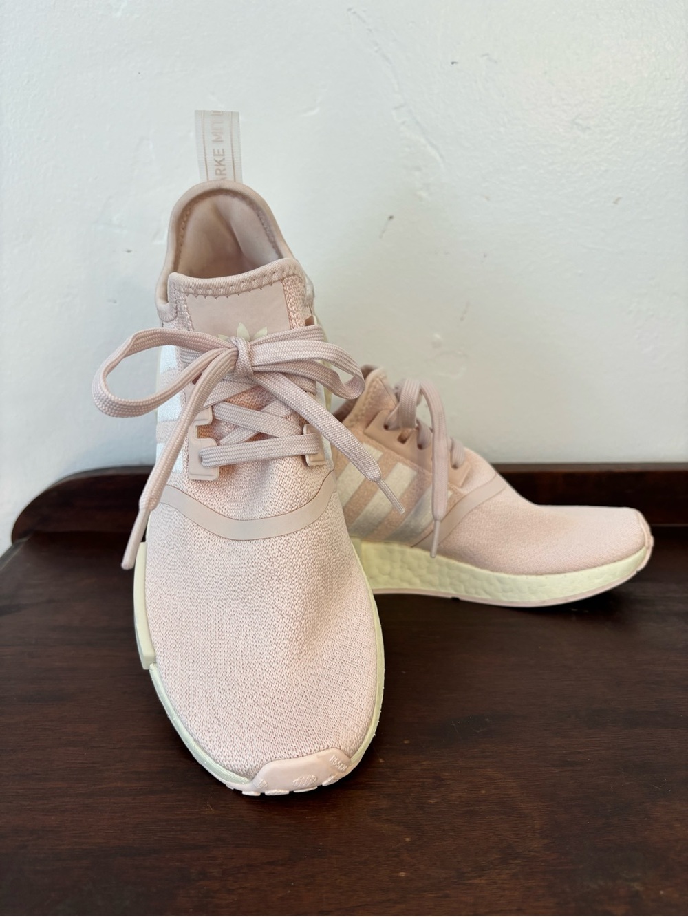Women's Knit Lace-Up Sneakers in Light Pink